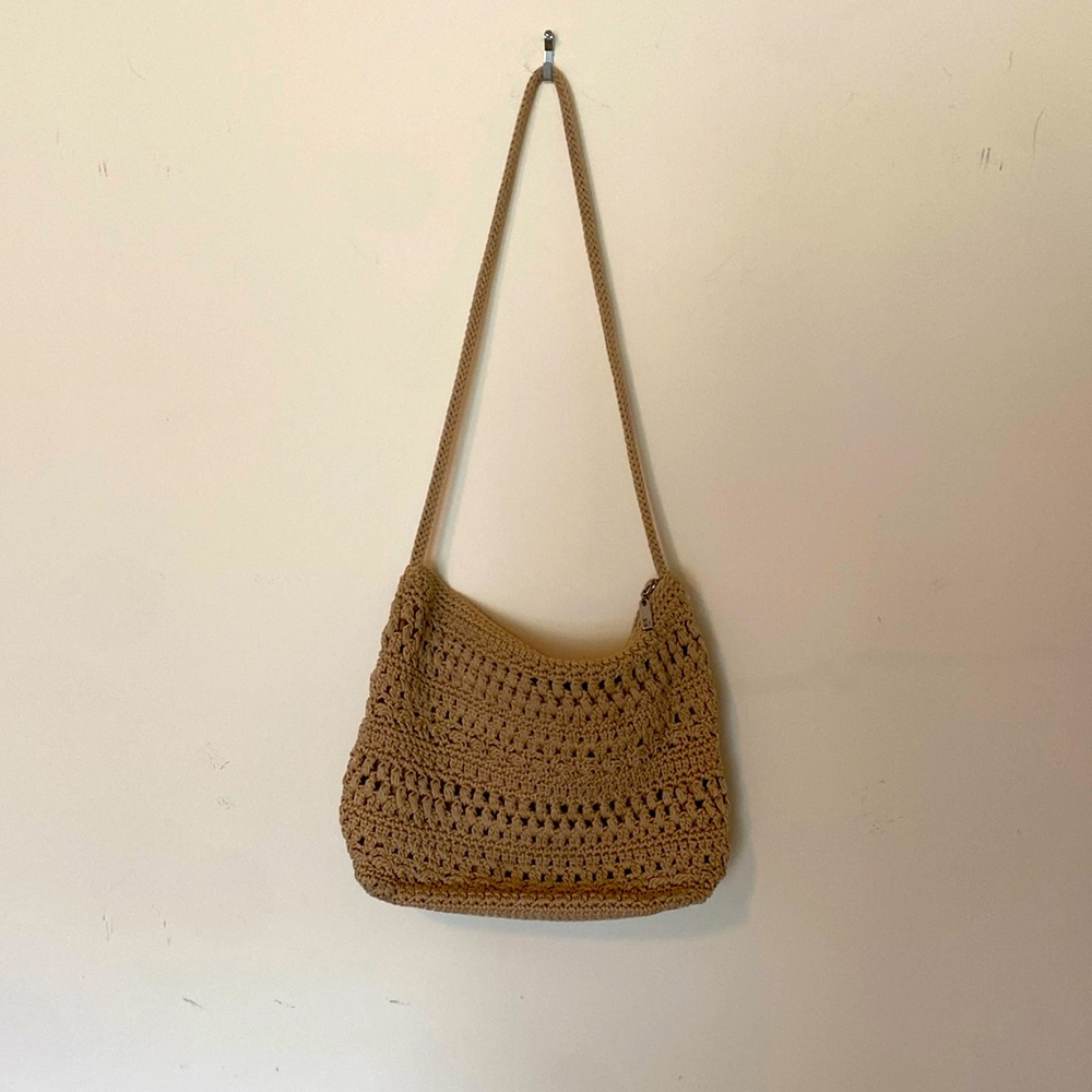 The Sak beige macrame shoulder bag purse